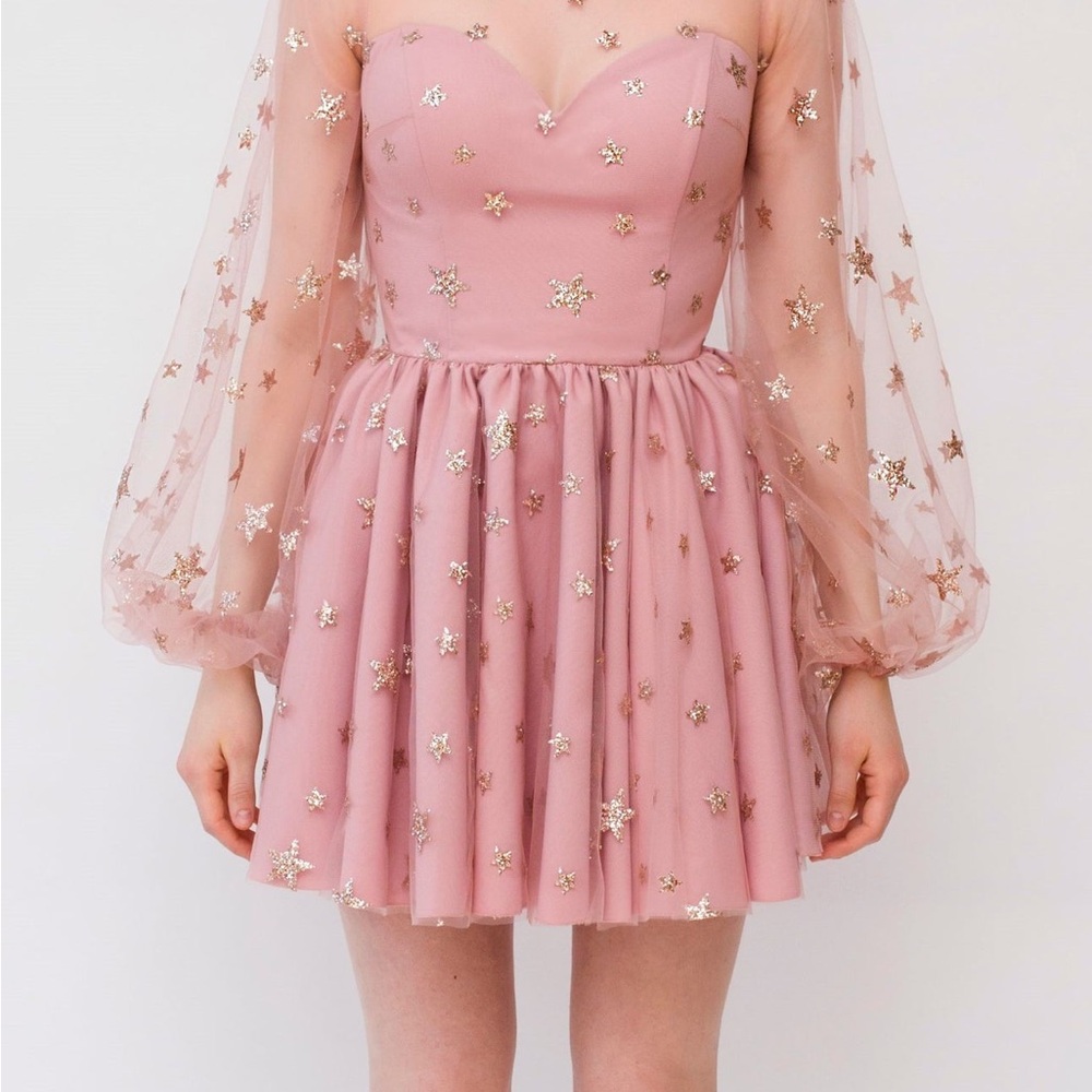 Lirika Matoshi Teuta Pink Glitter Star Sweetheart Tulle Dress worn once - Picture 4 of 12